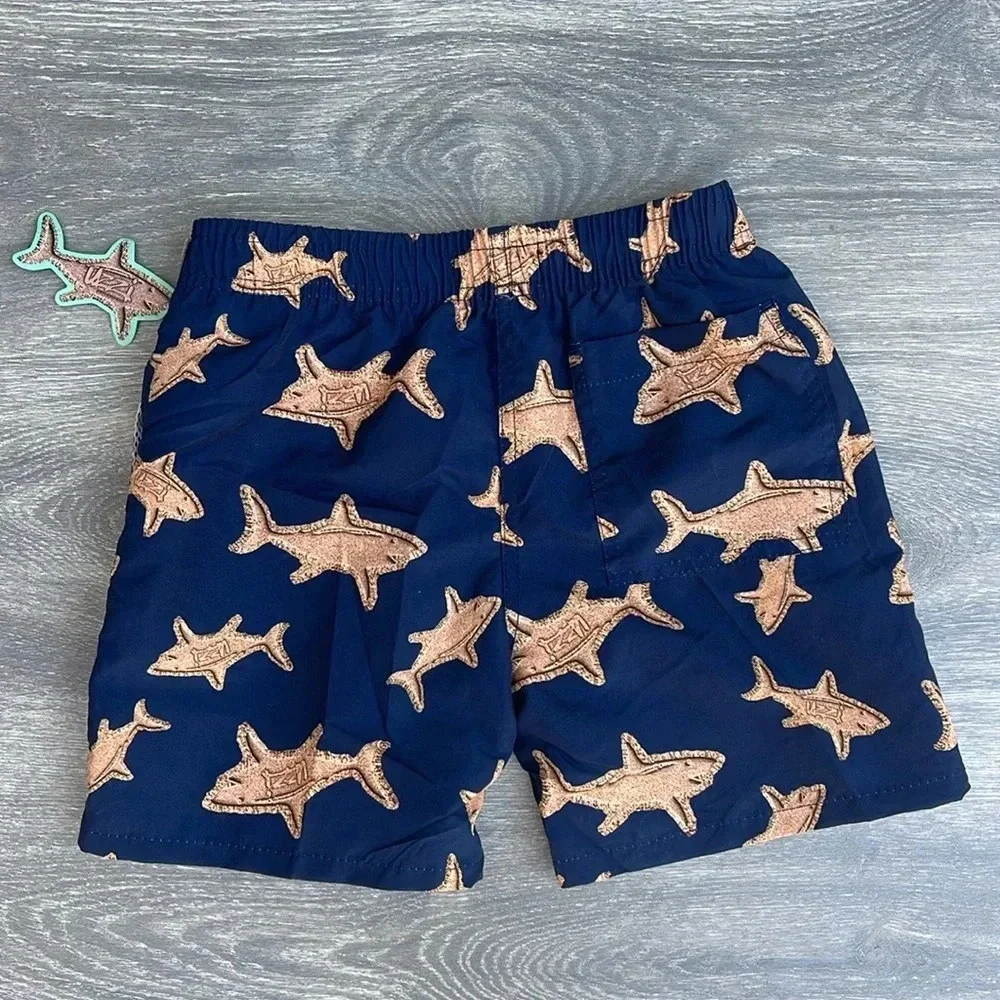 Uzzi Board Shorts, dark blue with sharks